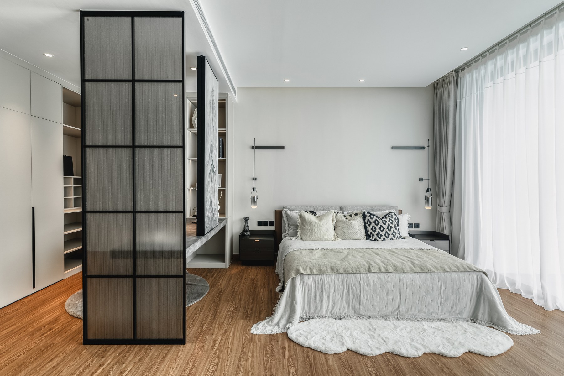 Clover Residence — bedroom with glass wardrobe