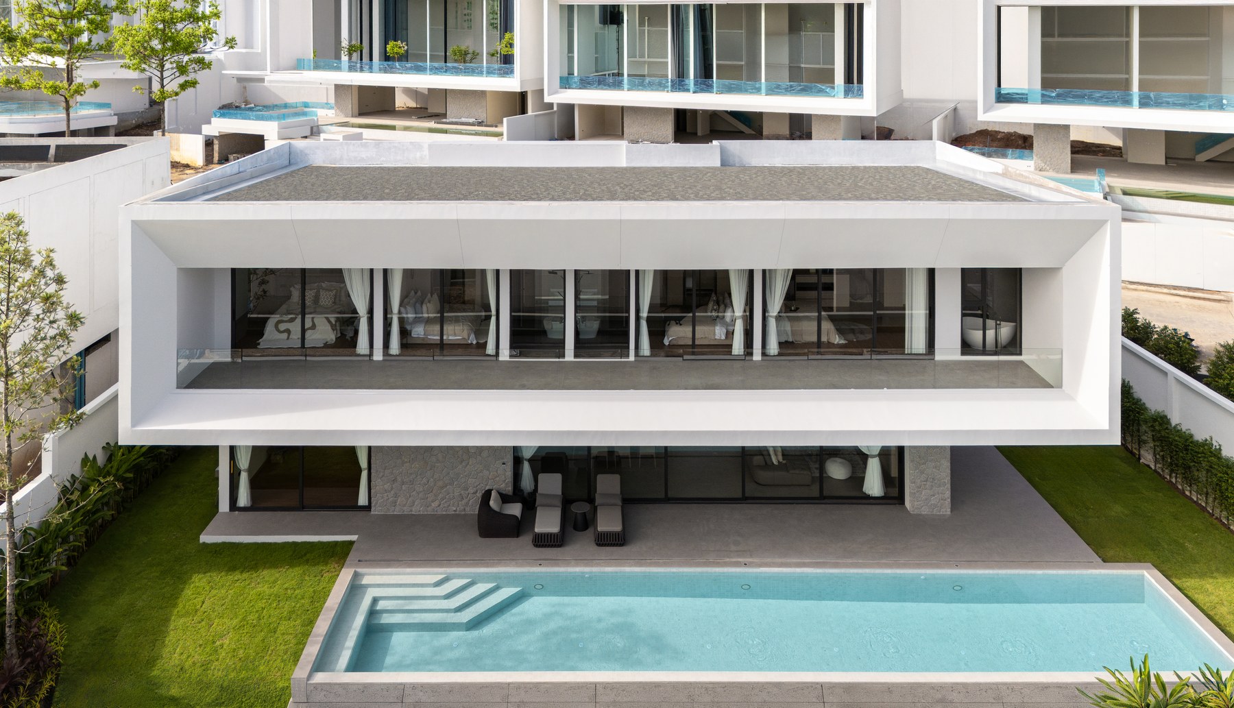 Clover Residence — aerial view of a villa with private pool